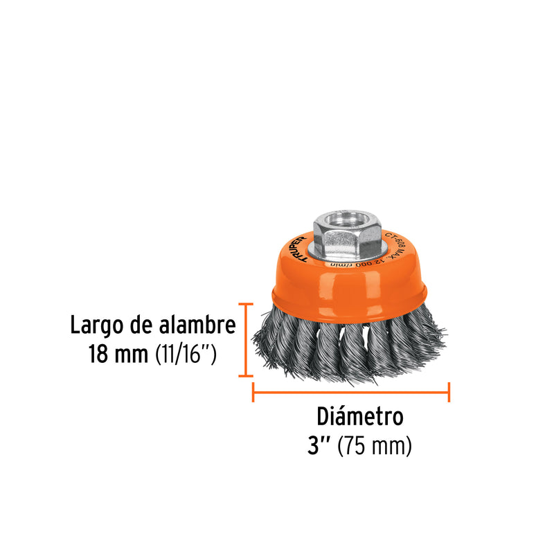 Cepillo Copa Alambre Trenzado Truper 3 X 5/8 Ct-608 (UNIDAD)