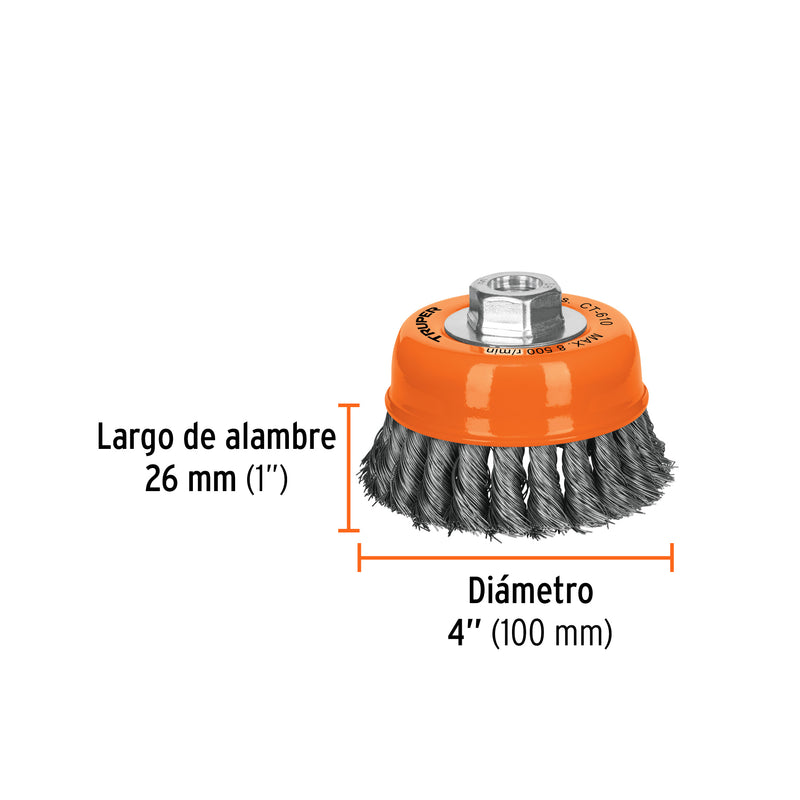 Cepillo Copa Alambre Trenzado Truper 4 X 5/8 Ct-610 (UNIDAD)