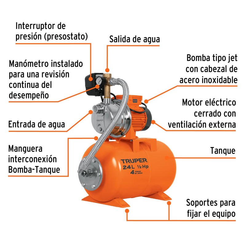 Bomba Ladrona + Tanque (Combo) 1/2Hp Truper (UNIDAD)