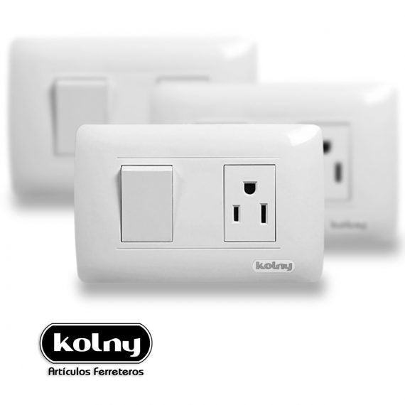 Interruptor + Toma Corriente Blanco Europa Kolny 3401-54 (UNIDAD)