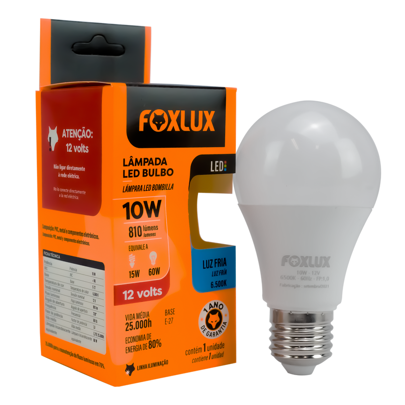 Bombillo Led P/Bateria Foxlux 10W 6500K 12V Led10.12 (UNIDAD)