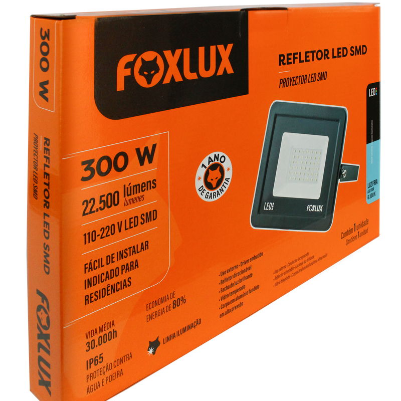 Reflector Led Foxlux 300W Negro 6500K LED38.17 (UNIDAD)