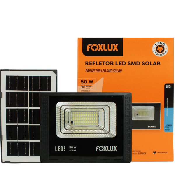 Reflector Led Foxlux 50W Solar Negro 6500K LED38.50 (UNIDAD)