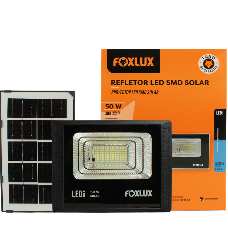 Reflector Led Foxlux 50W Solar Negro 6500K LED38.50 (UNIDAD)