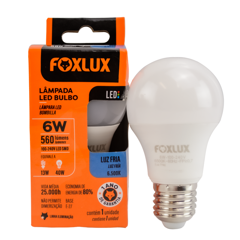 Bombillo Led 6W 6500K Foxlux LED90.05 (UNIDAD)