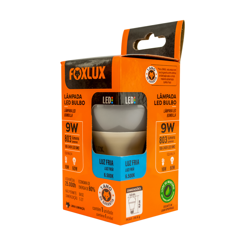 Bombillo Led 9W 6500K Foxlux LED90.07 (UNIDAD)