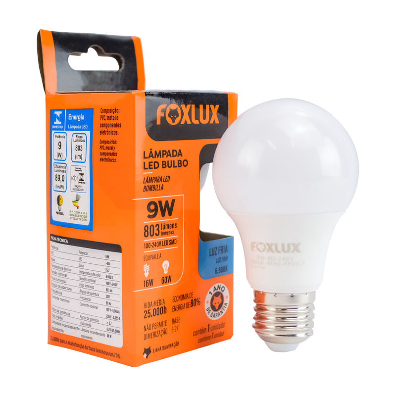 Bombillo Led 9W 6500K Foxlux LED90.07 (UNIDAD)