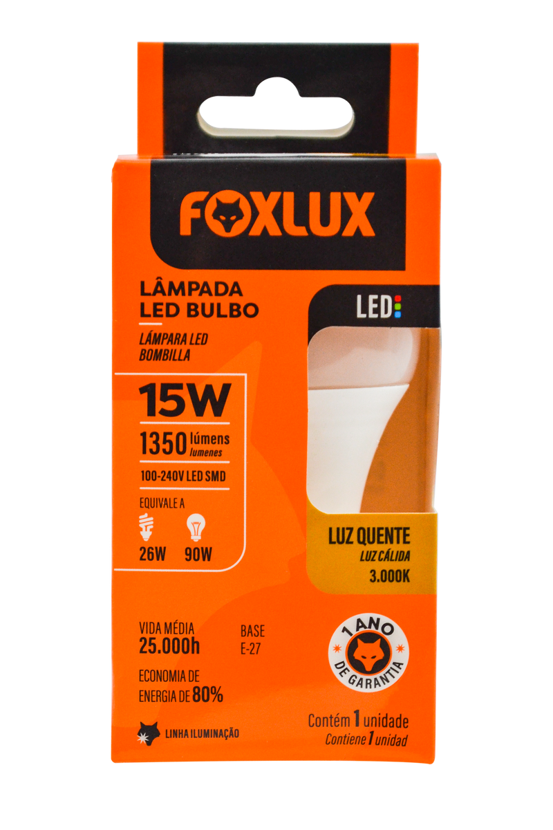 Bombillo Led 15W 3000K Foxlux LED90.21 (UNIDAD)