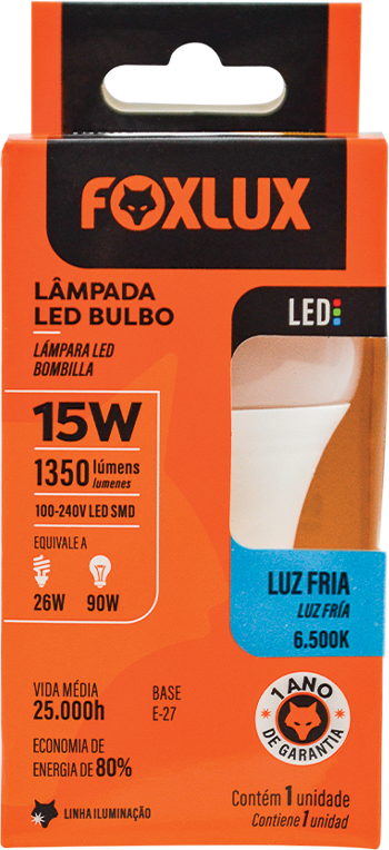 Bombillo Led 15W 6500K Foxlux LED90.23 (UNIDAD)