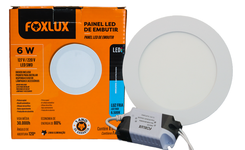 Lampara Led Foxlux Redonda Empotrar 6W 6500K LED90.40 (UNIDAD)