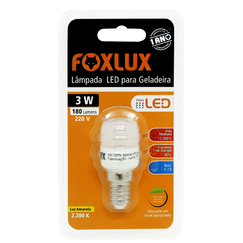 Bombillo Led P/Nevera Foxlux 3W 127V Ledg3.1 (UNIDAD)