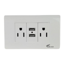 Lico Lux Toma Corriente Doble Blanco + 2 USB (UNIDAD)