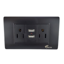 Lico Lux Toma Corriente Doble Negro + 2 USB (UNIDAD)