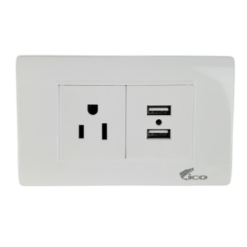 Lico Lux Toma Corriente Sencillo Blanco + 2 USB (UNIDAD)