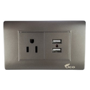 Lico Lux Toma Corriente Sencillo Gris + 2 USB (UNIDAD)