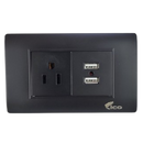 Lico Lux Toma Corriente Sencillo Negro + 2 USB (UNIDAD)