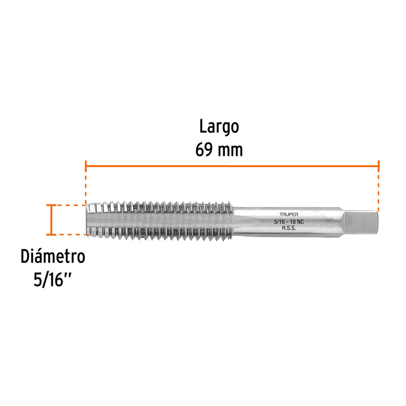 Machuelo Semicónico 5/16 X 18 Truper Mt-5/16X18 (UNIDAD)