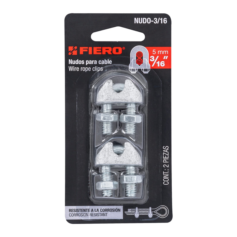 Abrazadera Ch para Cable De Acero De 3/16 Fiero (BLISTER)