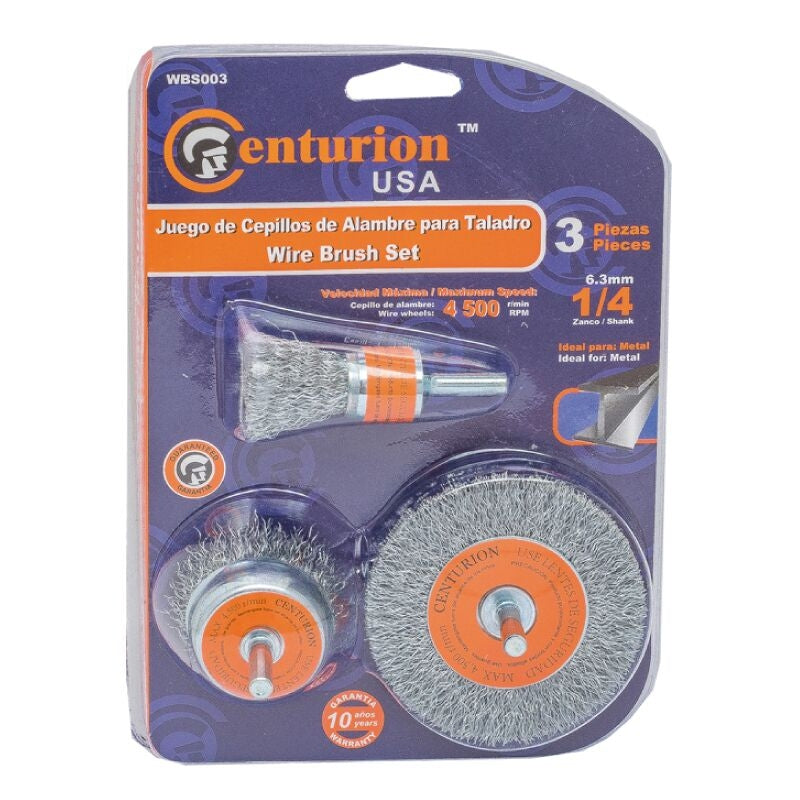 Cepillo Copa Alambre Centurion para Taladro 3 Pcs Wbs003 (UNIDAD)