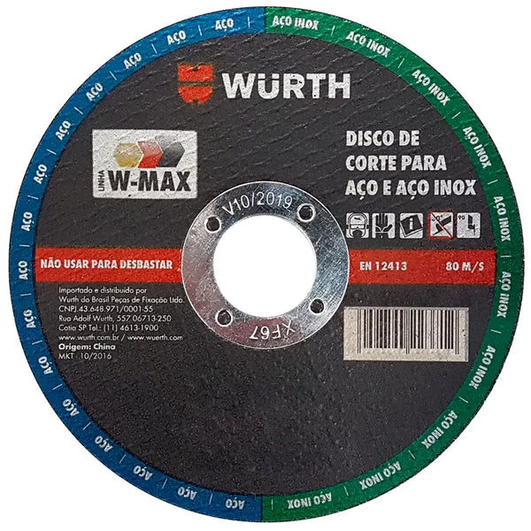 Disco Corte Acero Inox. Wurth 7 X 1/16 X 44780 (UNIDAD)