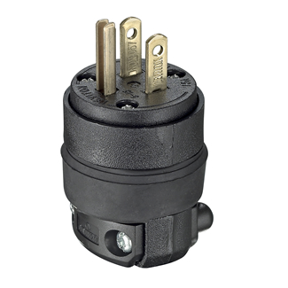 Enchufe Goma Negro con T 110V 515Pr Leviton (Or) (UNIDAD)