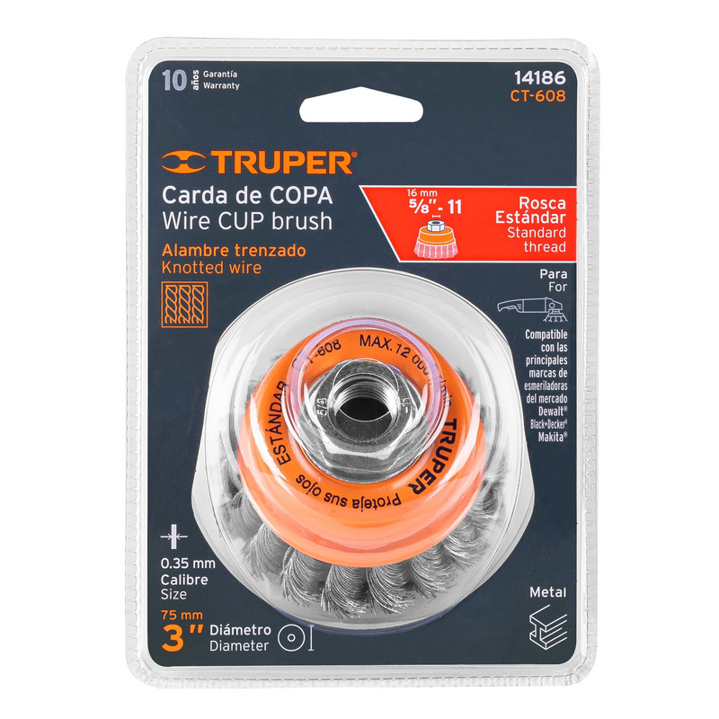 Cepillo Copa Alambre Trenzado Truper 3 X 5/8 Ct-608 (UNIDAD)