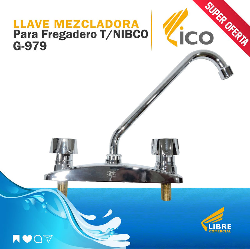 Llave Mezcladora para Fregadero T/Nibco Pesada G-979