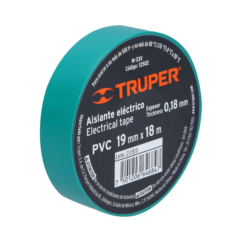 Tape eléctrico Truper Verde M-33V (UNIDAD)