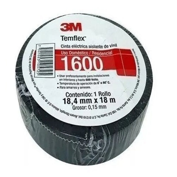 Tape eléctrico 3M Temflex 1600 Negro (UNIDAD)