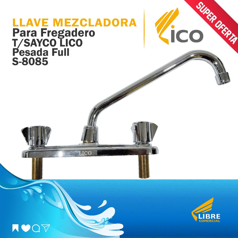 Llave Mezcladora para Fregadero T/Sayco Pesada Full S-8085 (UNIDAD)