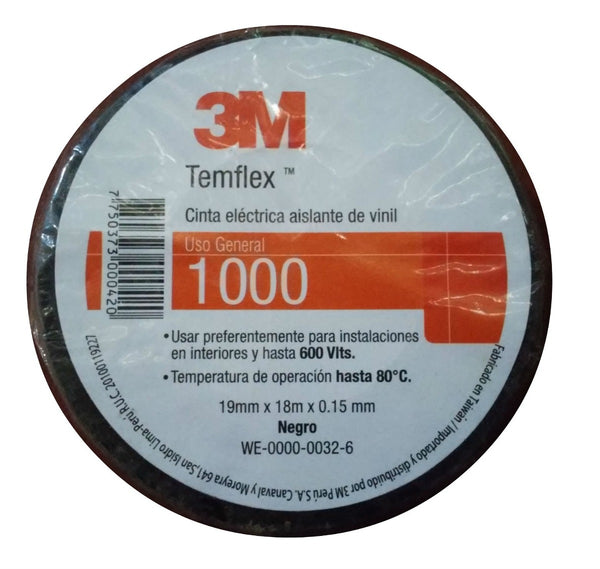 Tape eléctrico 3M Temflex 1000 Peq. (UNIDAD)