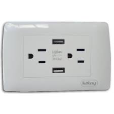 Toma Corriente Doble + Toma Usb Blanco Kolny 3400-69 (UNIDAD)