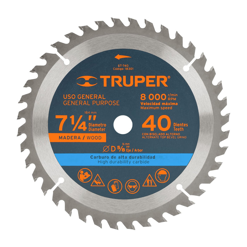 Disco de Sierra Circular Truper 5/8 X 40 St-740 (UNIDAD)